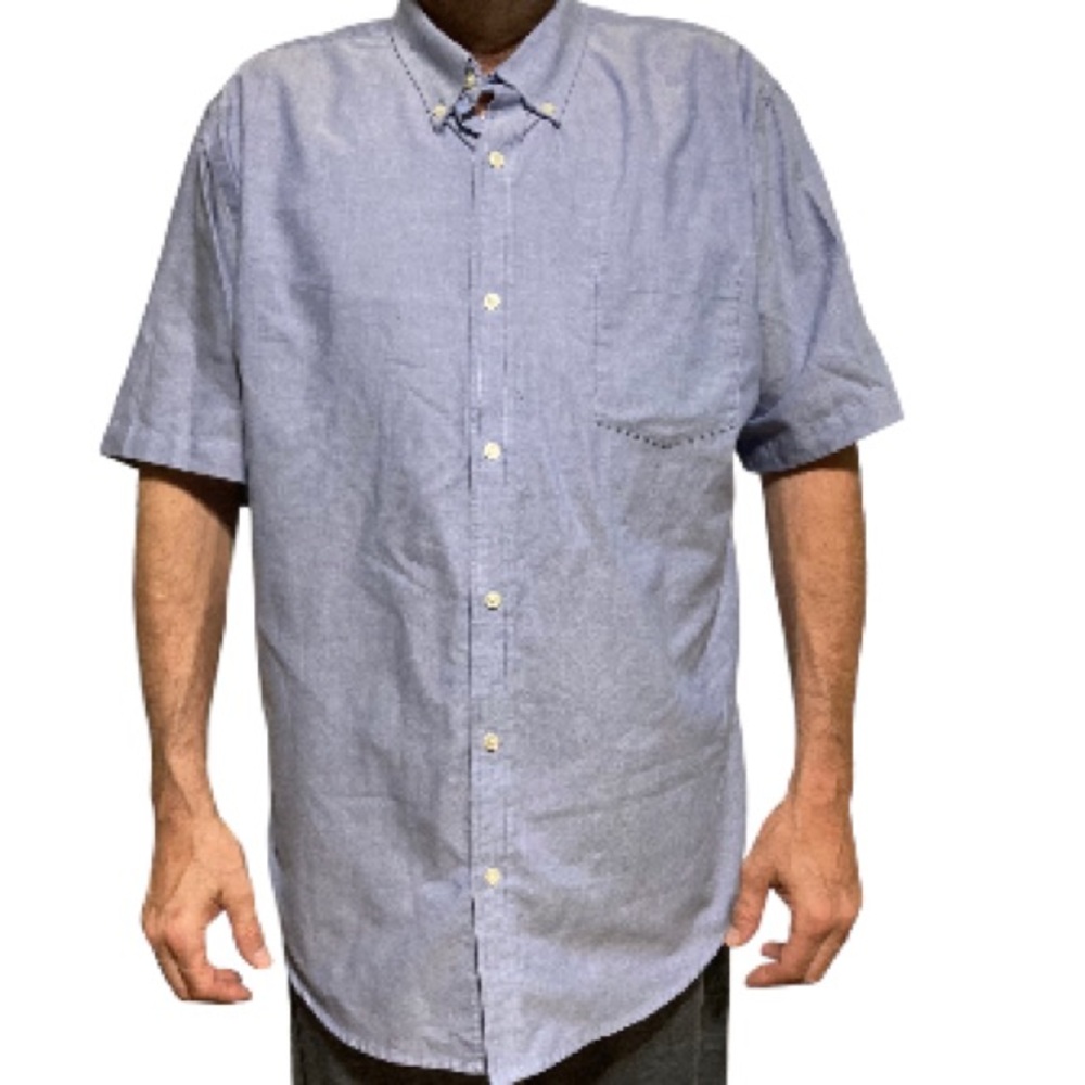 Foundry Supply Co.  Blue Short Sleeve Casual Essential Classic Buttons Mens XLT